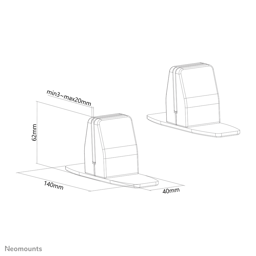 Neomounts Standfuß mit Klemme (2 Stk)